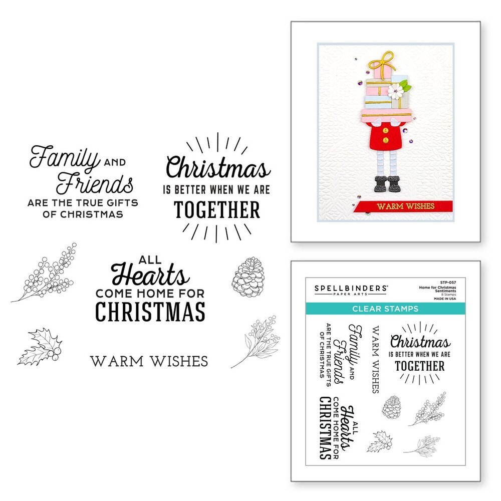 Spellbinders Home for Christmas Sentiments Clear Stamp (STP-057) (OUTLET)