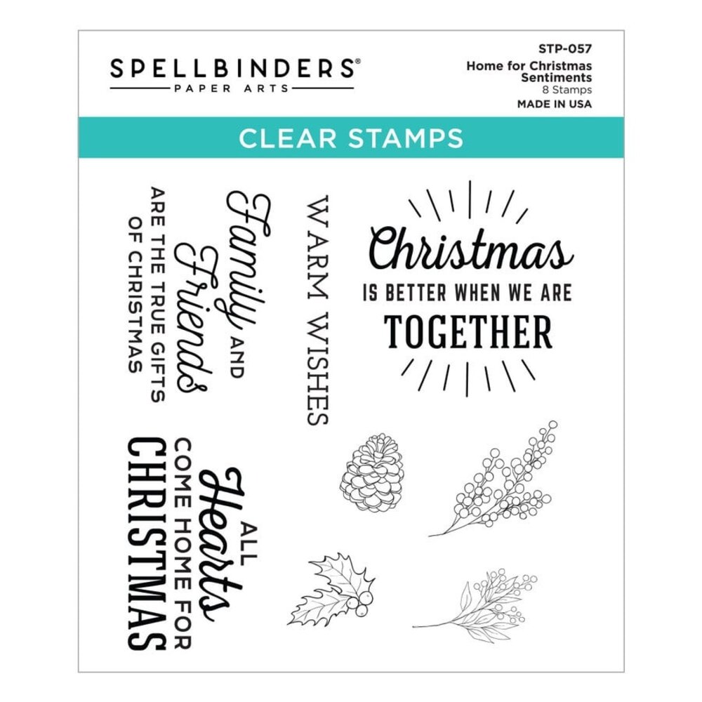 Spellbinders Home for Christmas Sentiments Clear Stamp (STP-057) (OUTLET)