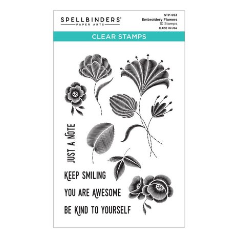 Spellbinders Embroidery Flowers Clear Stamp (STP-053) (OUTLET)