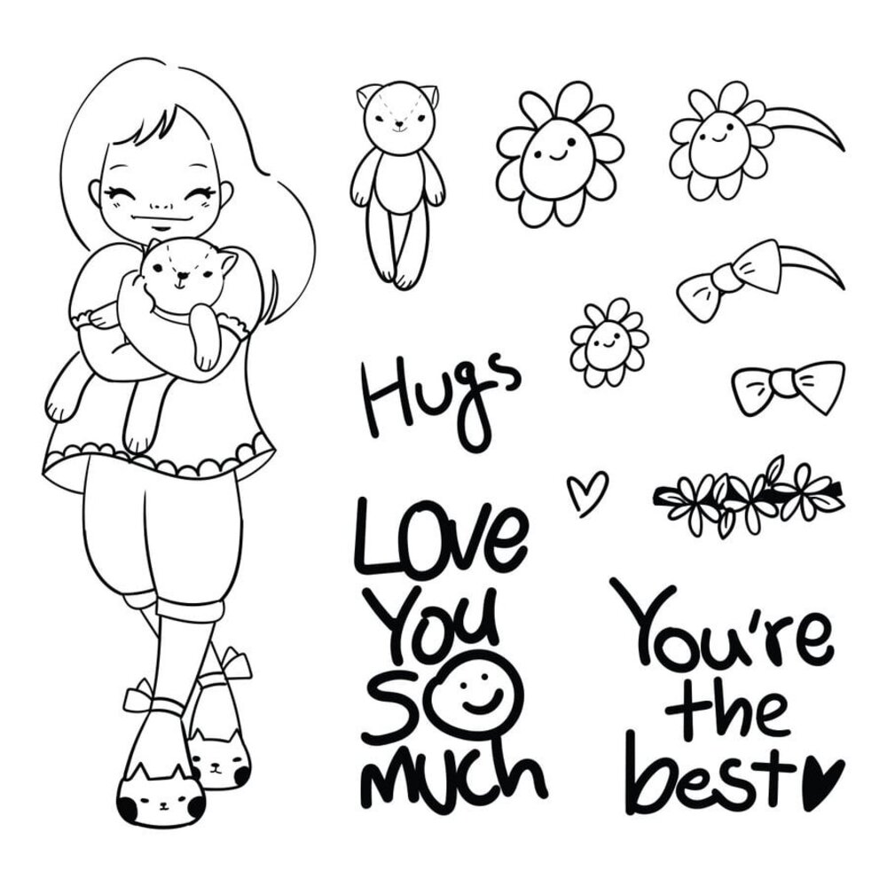 Spellbinders Darling Hugs Clear Stamp (STP-040) (OUTLET)
