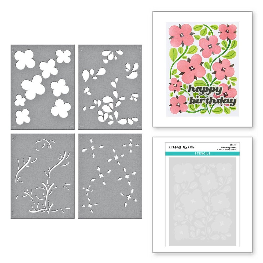 Spellbinders Blossoming Flowers Layered Stencil (STN-075) (OUTLET)