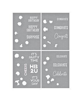 Spellbinders Balloon Garland & Sentiments Stencil (STN-061) (OUTLET)