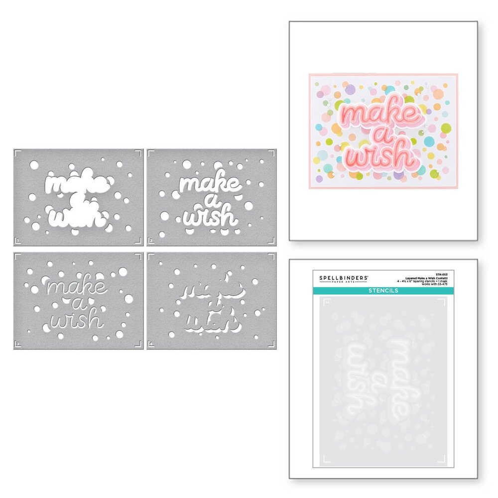 Spellbinders Layered Make a Wish Confetti Stencils (STN-053) (OUTLET)