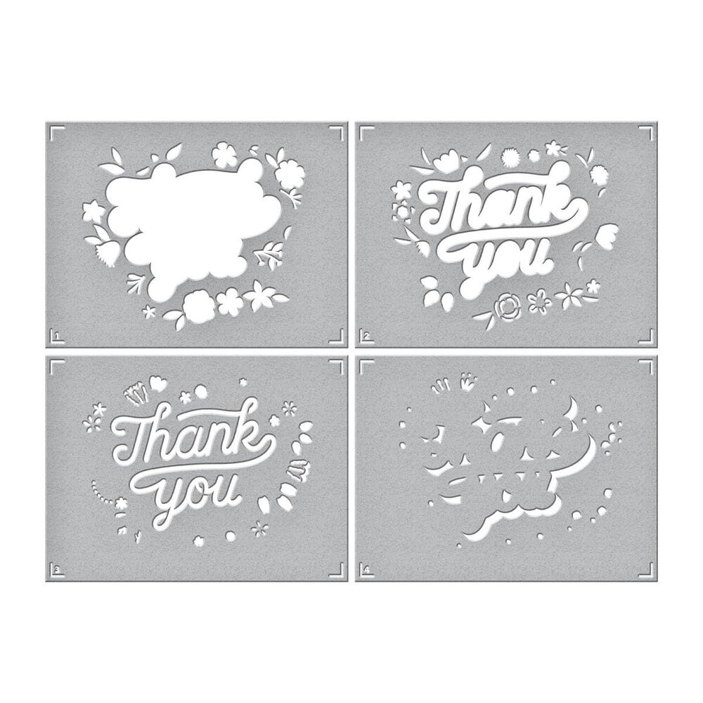 Spellbinders Layered Floral Thank You Stencils (STN-052) (OUTLET) Spellbinders Layered Floral Thank You Stencils (STN-052) (OUTLET)