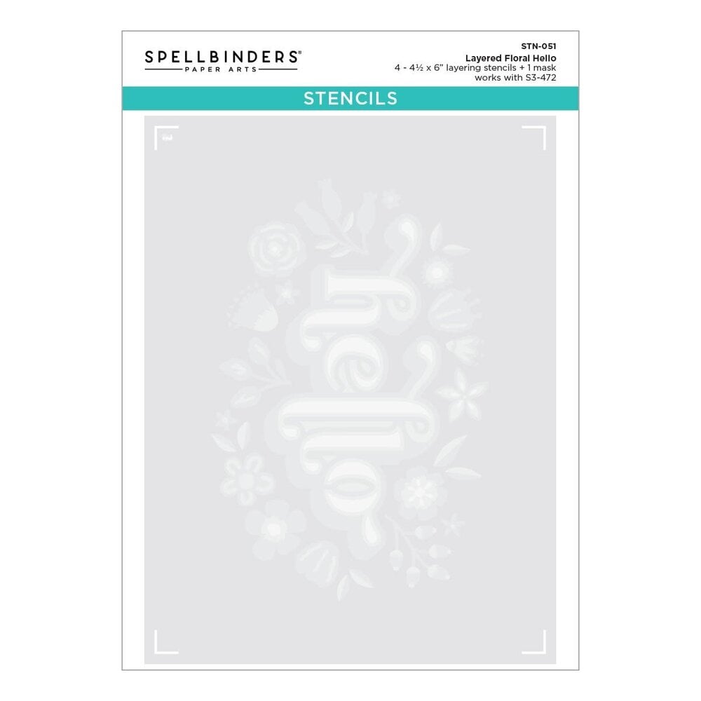Spellbinders Layered Floral Hello Stencils (STN-051) (OUTLET)