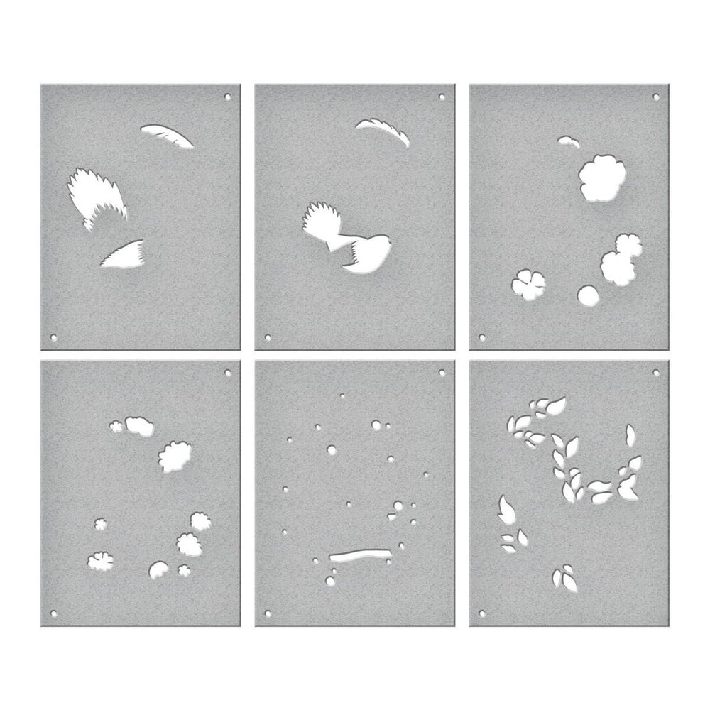 Spellbinders Stylish Oval Floral Bird Layering Stencils (6pcs) (STN-049) (OUTLET)