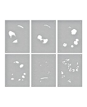 Spellbinders Stylish Oval Floral Bird Layering Stencils (6pcs) (STN-049) (OUTLET)
