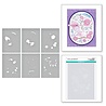 Spellbinders Stylish Oval Floral Bird Layering Stencils (6pcs) (STN-049) (OUTLET)