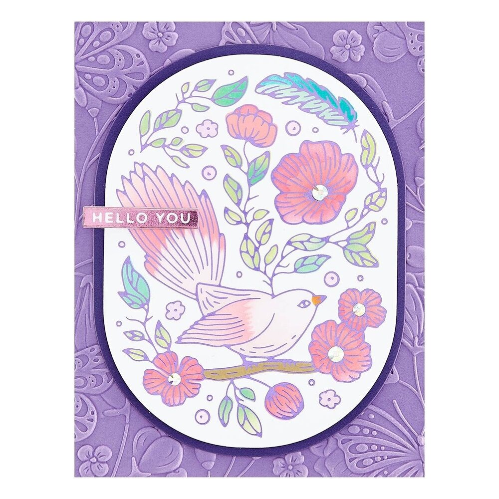 Spellbinders Stylish Oval Floral Bird Layering Stencils (6pcs) (STN-049) (OUTLET)