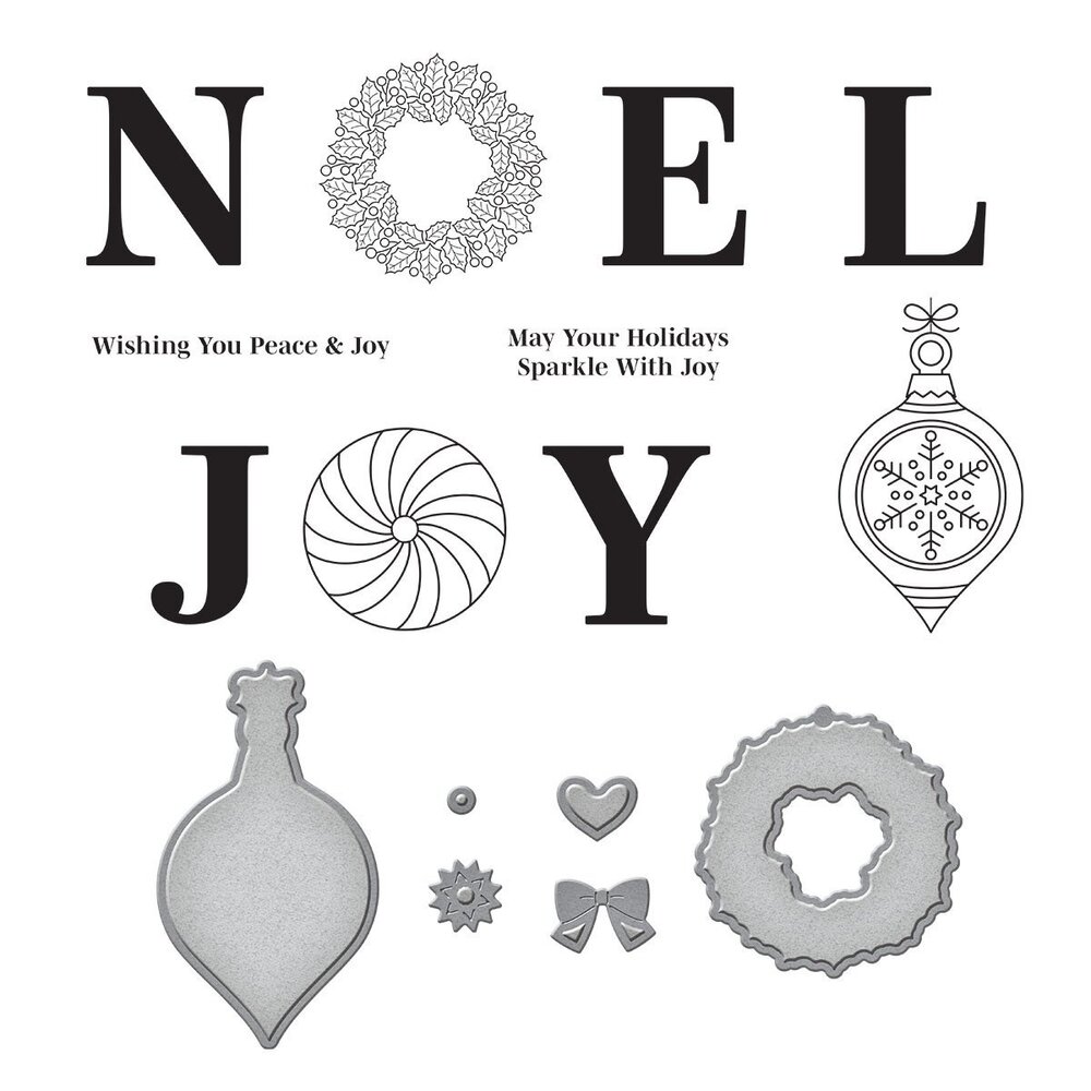 Spellbinders Big Holiday Words Clear Stamp & Die Set (SDS-179) (OUTLET)