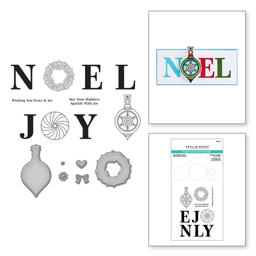 Spellbinders Big Holiday Words Clear Stamp & Die Set (SDS-179) (OUTLET)