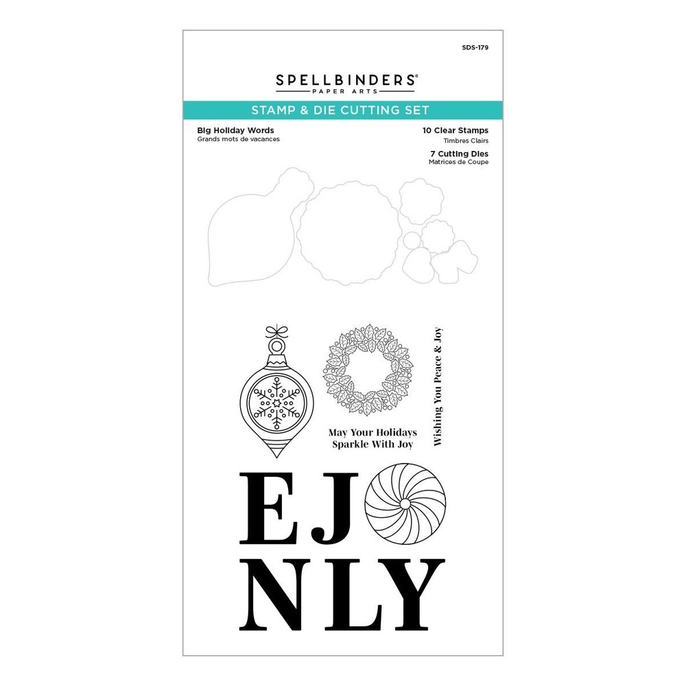Spellbinders Big Holiday Words Clear Stamp & Die Set (SDS-179) (OUTLET)