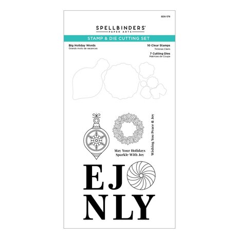 Spellbinders Big Holiday Words Clear Stamp & Die Set (SDS-179) (OUTLET)