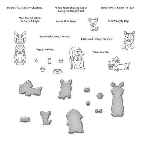 Spellbinders Christmas Pups Clear Stamp & Die Set (SDS-178) (OUTLET)
