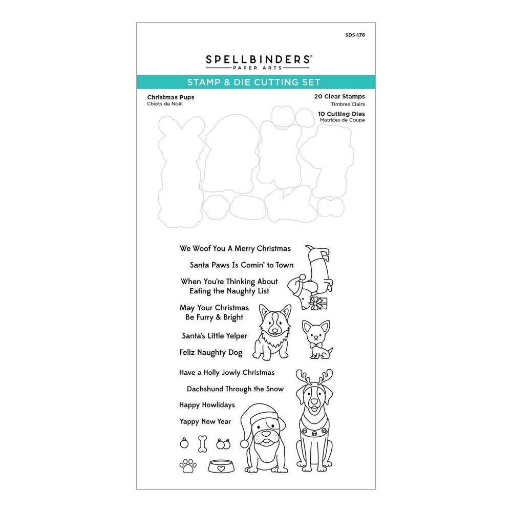Spellbinders Christmas Pups Clear Stamp & Die Set (SDS-178) (OUTLET)