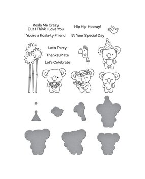 Spellbinders Playful Koalas Stamp & Die Set (SDS-173) (OUTLET)