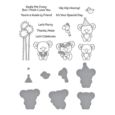 Spellbinders Playful Koalas Stamp & Die Set (SDS-173) (OUTLET)