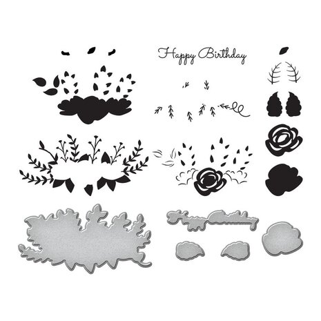 Spellbinders Lyrical Layered Florals Stamp & Die Set (SDS-170) (OUTLET)