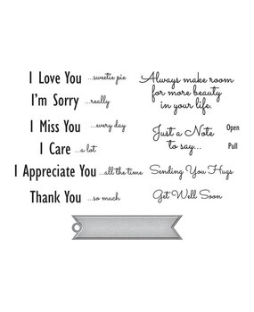 Spellbinders Just a Note Sentiments & Tag Stamp & Die Set (SDS-169) (OUTLET)