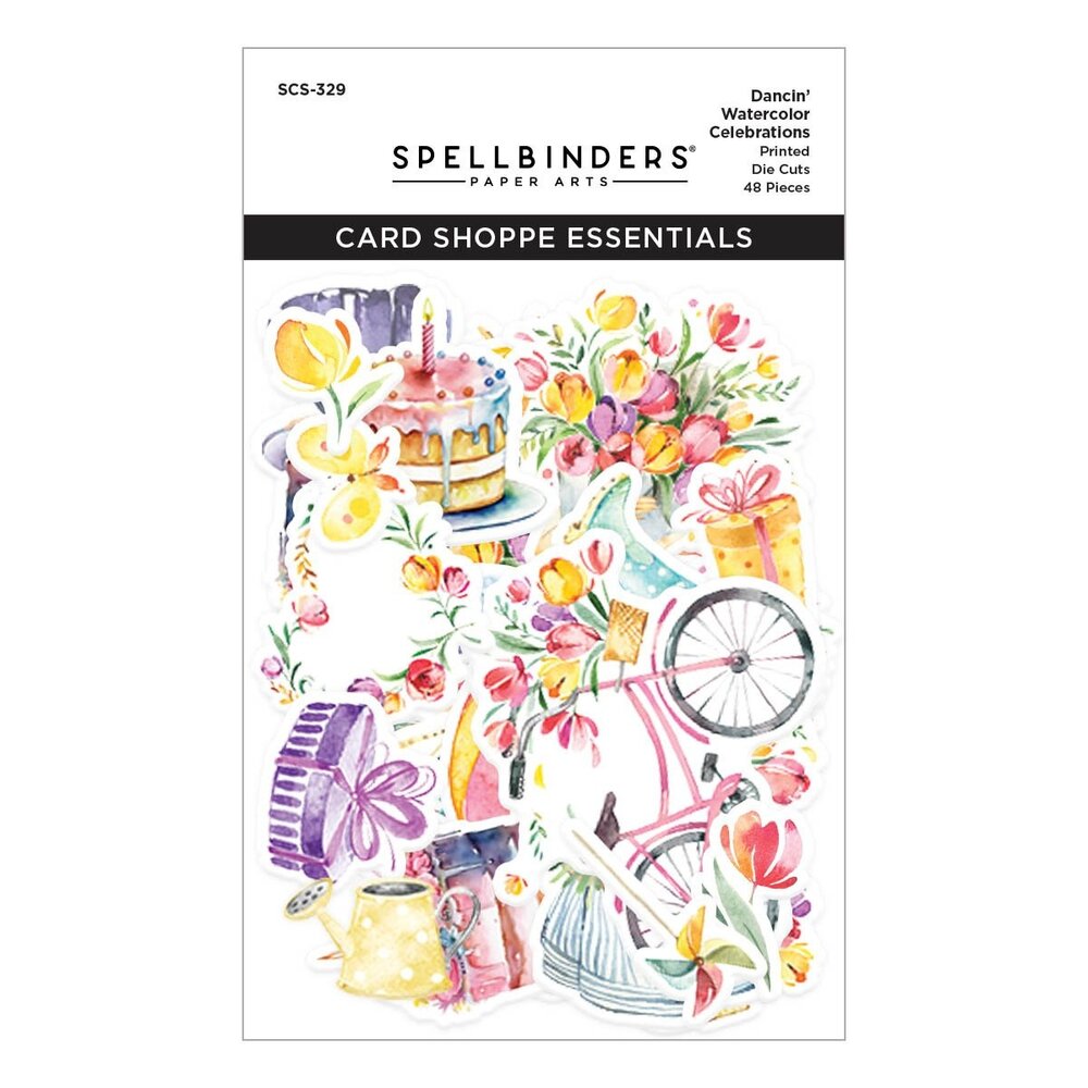 Spellbinders Dancin' Watercolor Celebrations Printed Die Cuts (SCS-329) (OUTLET)