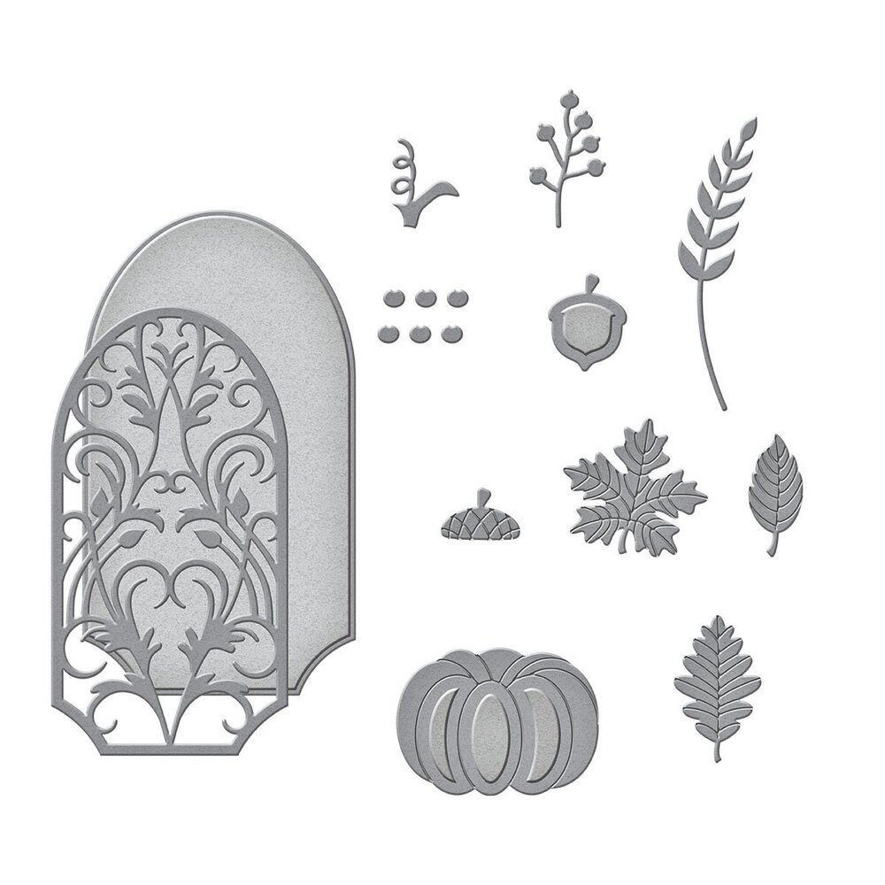 Spellbinders Fall Label Motifs Etched Dies (S5-519) (OUTLET)