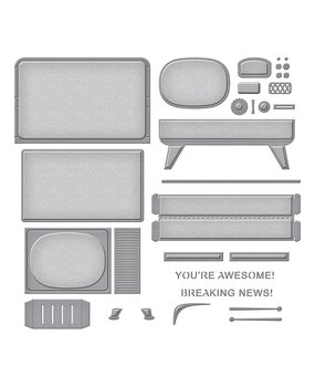 Spellbinders 3D Vignette Retro Television Etched Dies (S5-517) (OUTLET)