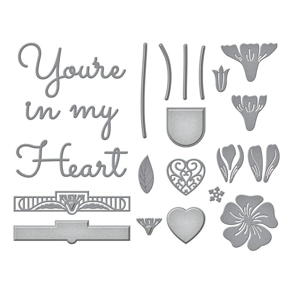 Spellbinders Primrose Heart Façade Etched Dies (S5-484) (OUTLET)