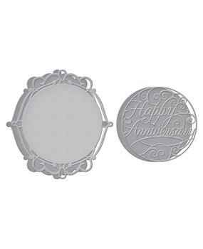 Spellbinders Happy Anniversary Vignette Etched Dies (S5-458) (OUTLET)