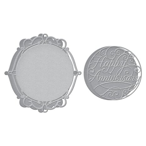 Spellbinders Happy Anniversary Vignette Etched Dies (S5-458) (OUTLET)