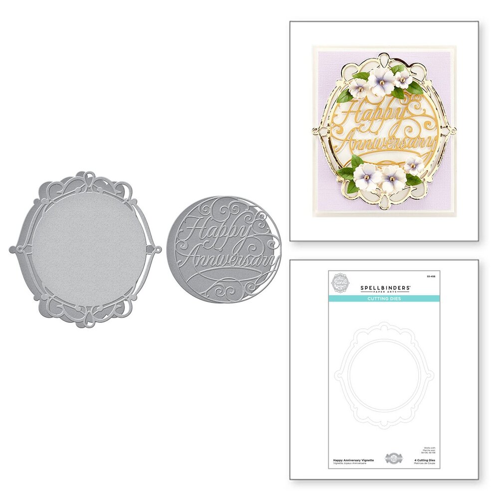 Spellbinders Happy Anniversary Vignette Etched Dies (S5-458) (OUTLET)