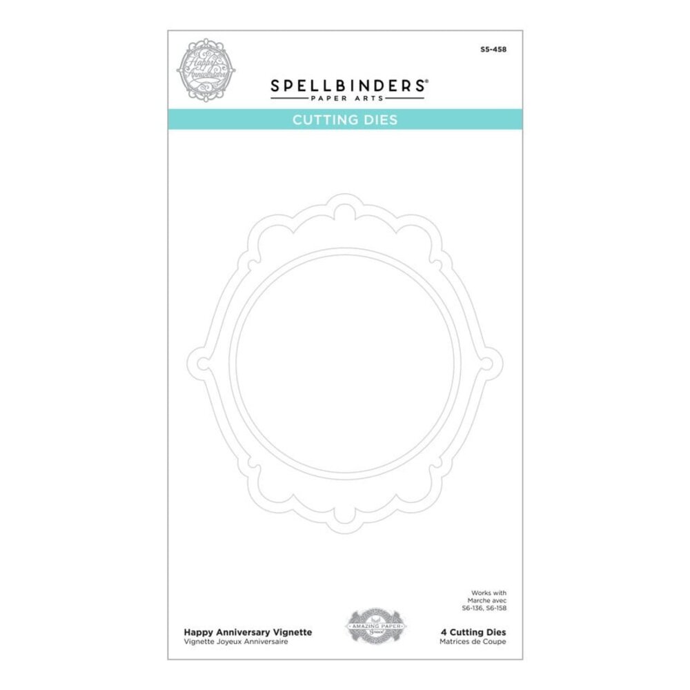 Spellbinders Happy Anniversary Vignette Etched Dies (S5-458) (OUTLET)