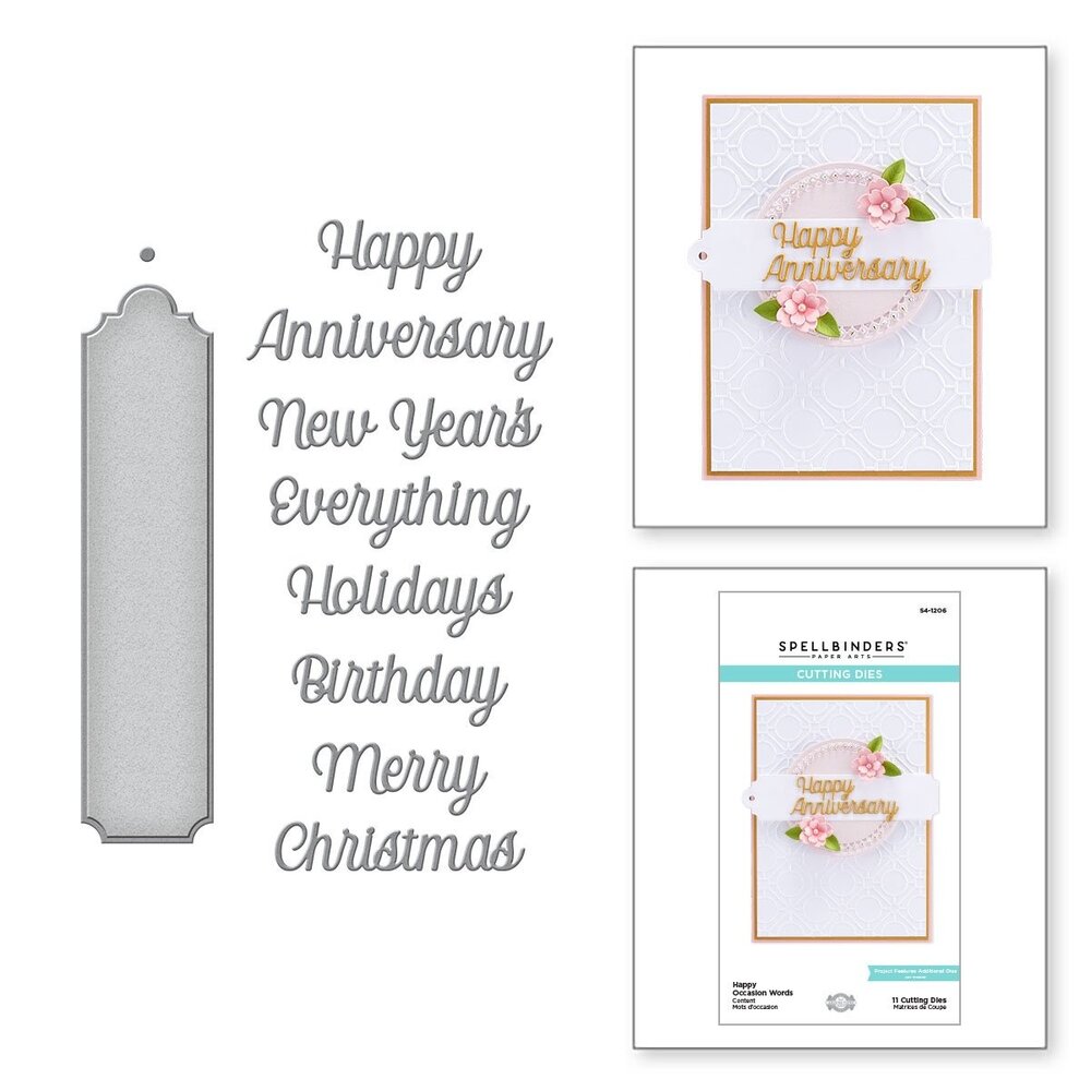 Spellbinders Happy Occasion Words Etched Dies (S4-1206) (OUTLET)