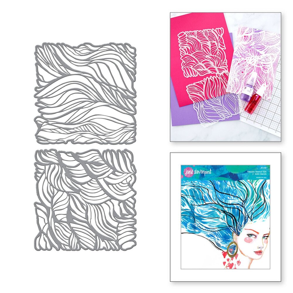 Spellbinders Tresses Art Stencils (2pcs) (JD-016) (OUTLET)