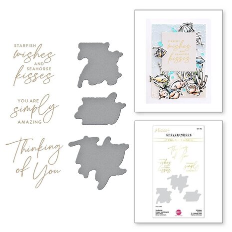 Spellbinders Seahorse Kisses Sentiments Glimmer Hot Foil Plate & Die Set (GLP-372) (OUTLET)