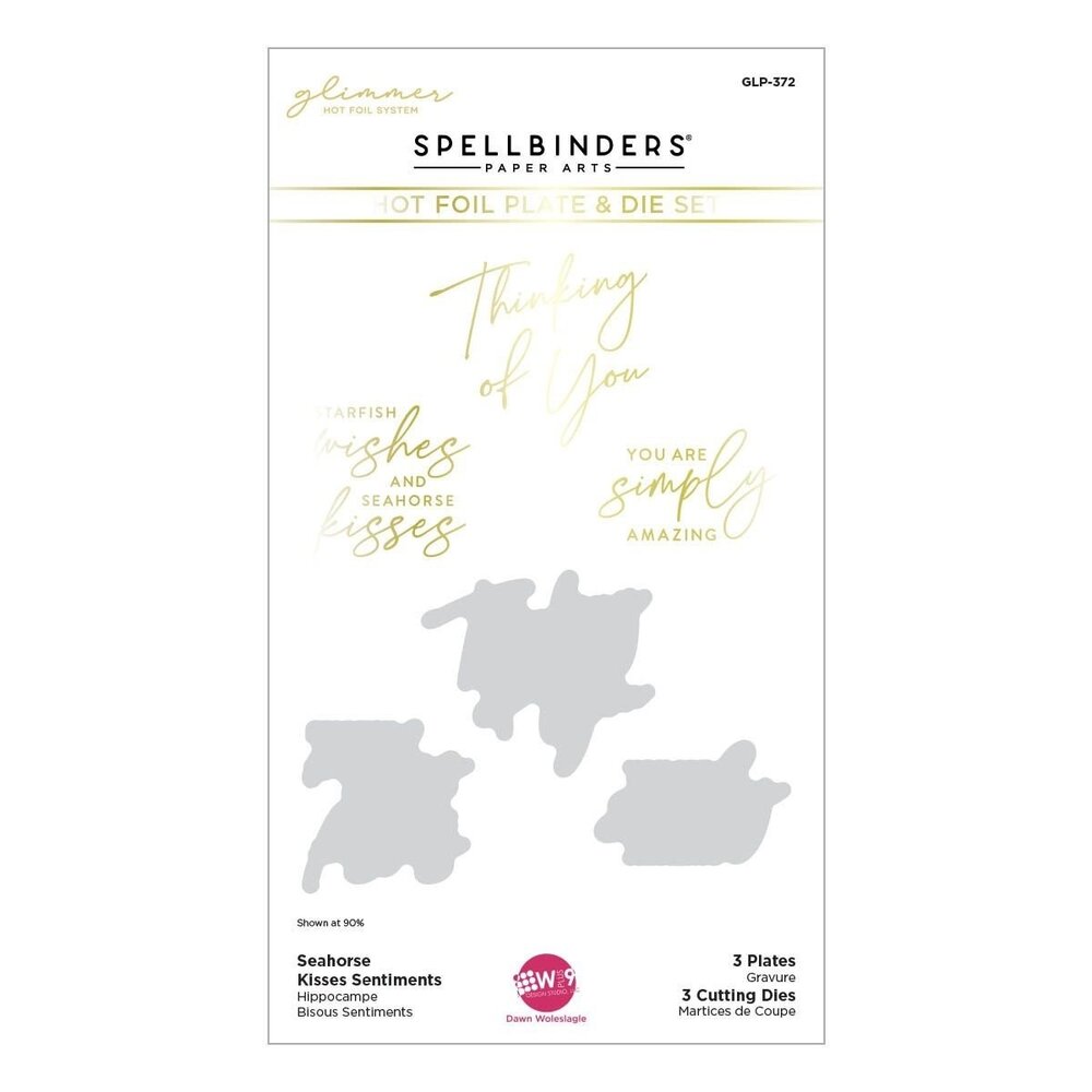 Spellbinders Seahorse Kisses Sentiments Glimmer Hot Foil Plate & Die Set (GLP-372) (OUTLET)