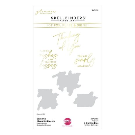 Spellbinders Seahorse Kisses Sentiments Glimmer Hot Foil Plate & Die Set (GLP-372) (OUTLET)