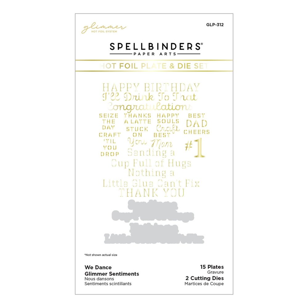 Spellbinders We Dance Glimmer Sentiments Glimmer Hot Foil Plate & Die (GLP-312) (OUTLET)
