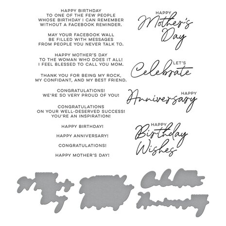 Spellbinders Let's Celebrate Sentiments Press Plate & Die Set (BP-123) (OUTLET)