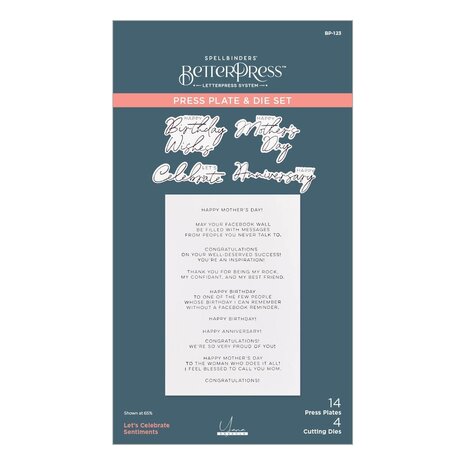 Spellbinders Let's Celebrate Sentiments Press Plate & Die Set (BP-123) (OUTLET)