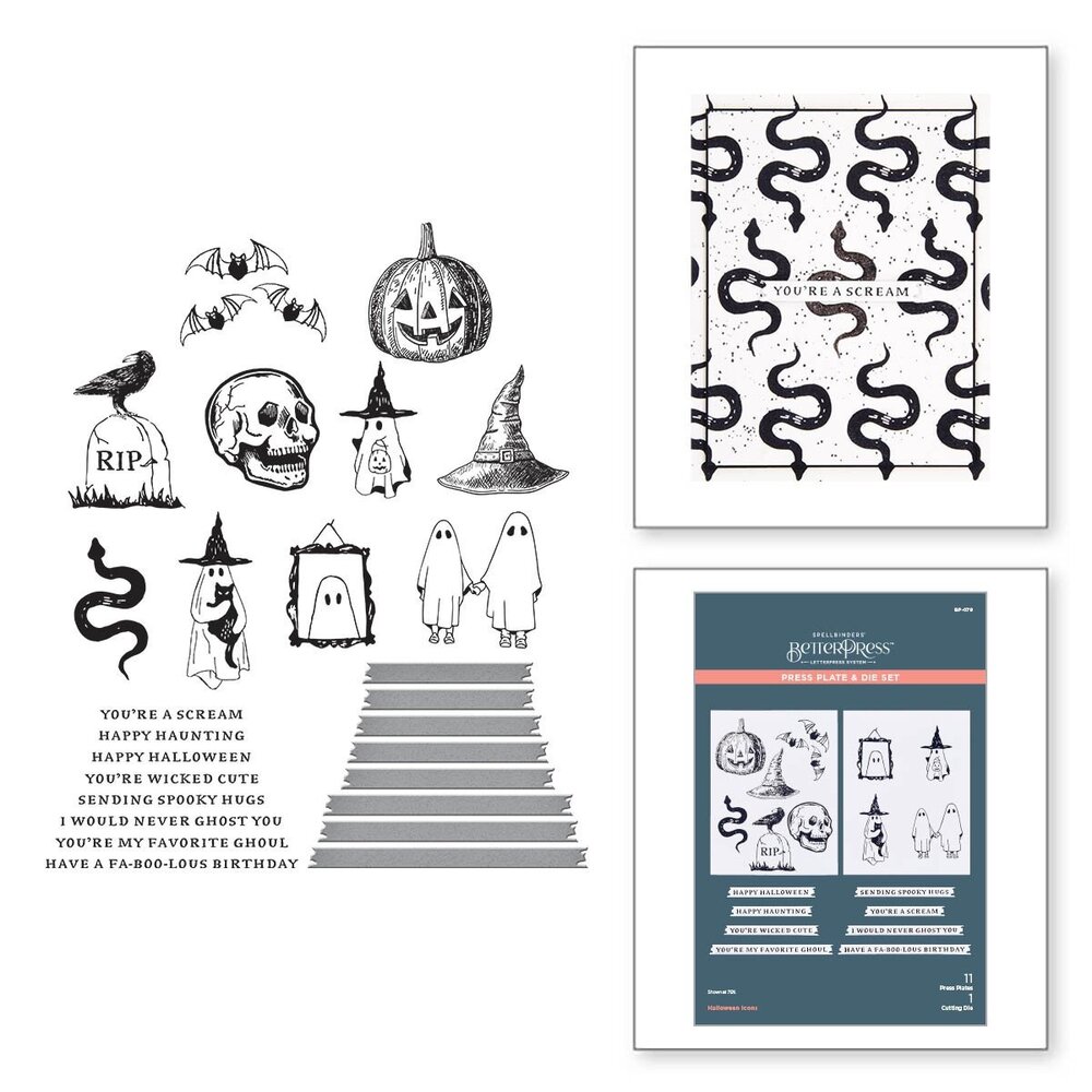 Spellbinders Halloween Icons Press Plate & Die Set (BP-079) (OUTLET)