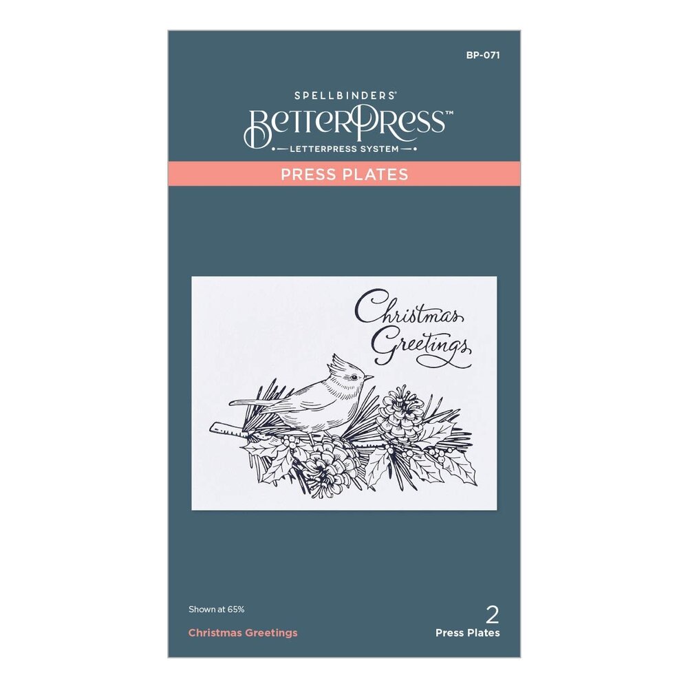 Spellbinders Christmas Greetings Press Plate (BP-071) (OUTLET)