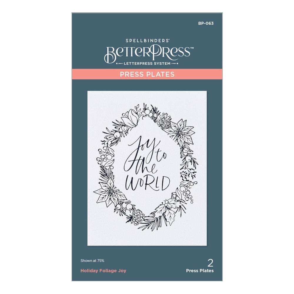 Spellbinders Holiday Foliage Joy Press Plate (BP-063) (OUTLET)