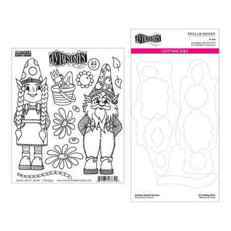 Spellbinders Gnome Sweet Gnome Stamp and Die Bundle (BD-0856) (OUTLET)