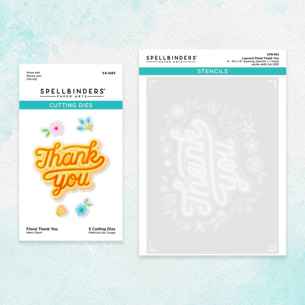 Spellbinders Floral Thank You Stencil and Die Bundle (BD-0752) (OUTLET)