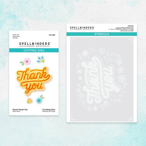 Spellbinders Floral Thank You Stencil and Die Bundle (BD-0752) (OUTLET)