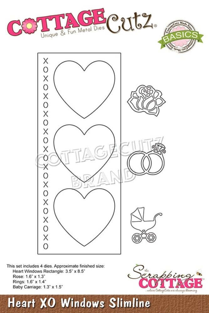 Scrapping Cottage Heart XO Windows Slimline (CCB-091) (OUTLET)