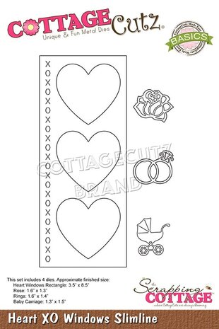 Scrapping Cottage Heart XO Windows Slimline (CCB-091) (OUTLET)