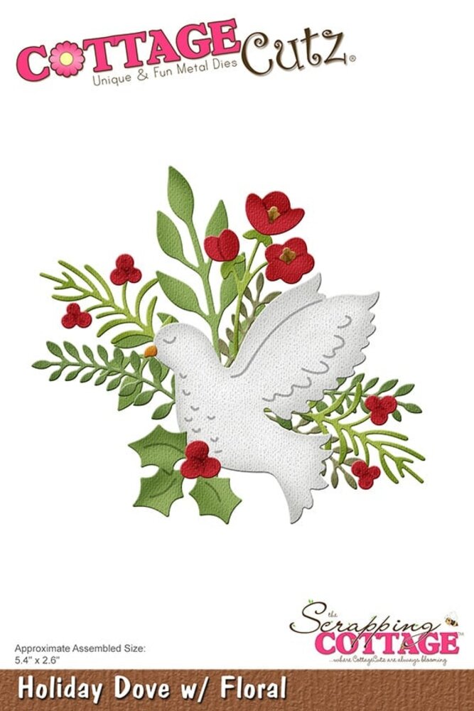 Scrapping Cottage Holiday Dove w/ Floral (CC-1093) (OUTLET)