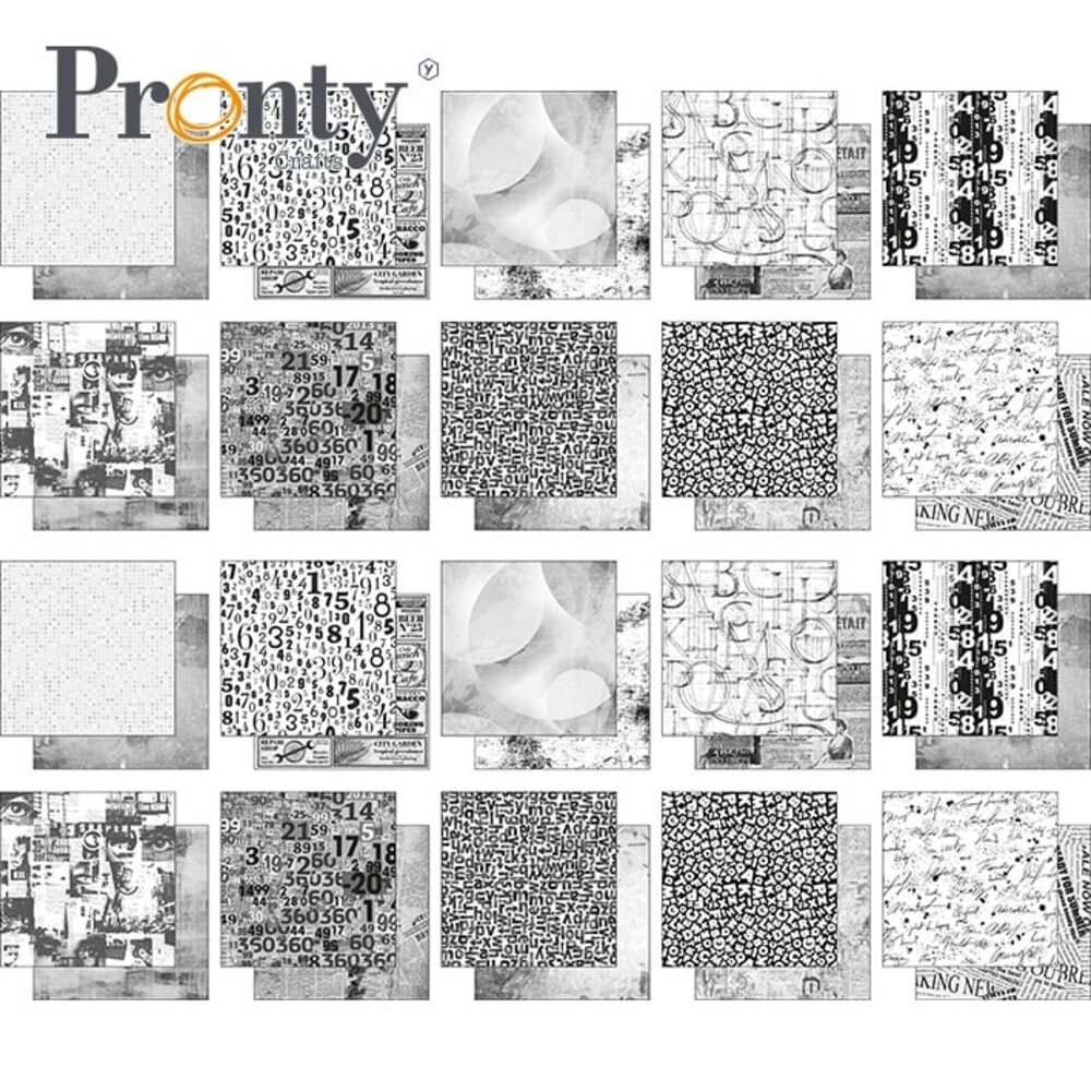 Pronty Crafts Numbers and Letters 21x21cm Deco Paper (20pcs) (471.201.009) (OUTLET)