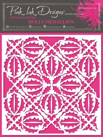 Pink Ink Designs Holly Medallion 7x7 Inch Stencil (PINKST028) (OUTLET)